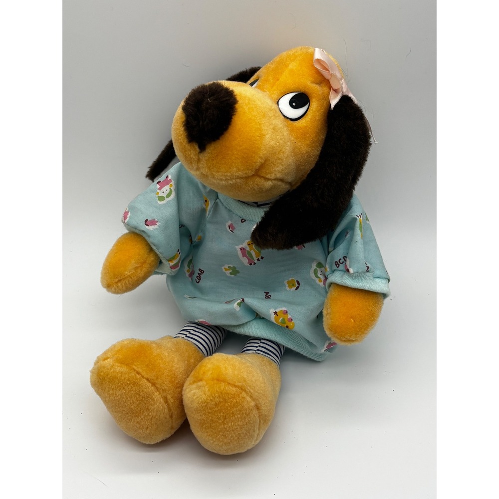 HugFun Dog Plush Toy Unisex Small Yellow Blue Pajama Vintage Striped Leggings